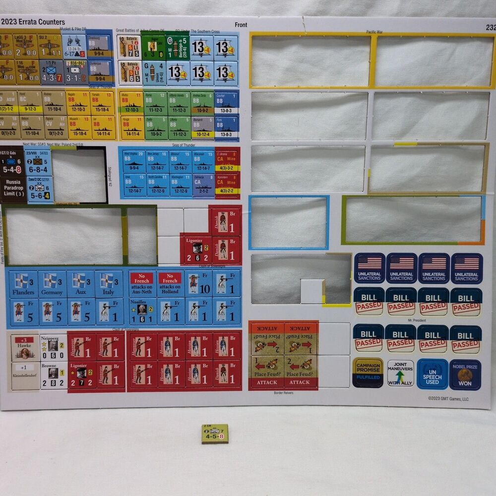 *Incomplete* GMT 2023 Errata Board Game Counters